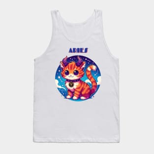 Aries Zodiac Cat Tank Top